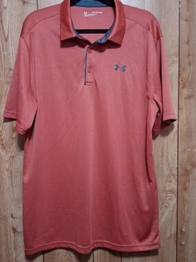 Under Armour Loose Heat Gear Polo Golf Shirt Mens XLT Coral Resort Wear